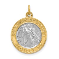 Sterling Silver Platinum-plated & Gold-plated St. Christopher Medal view 1