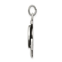 Sterling Silver Antiqued Satin St Christopher Anchor Medal Pendant view 2