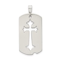 Sterling Silver Satin Antiqued Dog Tag Pendant with Cut Out Cross view 4