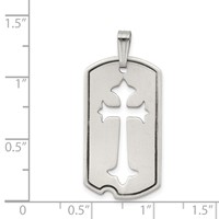 Sterling Silver Satin Antiqued Dog Tag Pendant with Cut Out Cross view 3