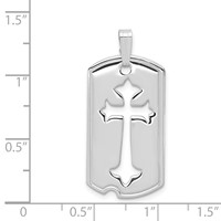 Sterling Silver Platinum-plated Polished Dog Tag Pendant with Cut Out Cross view 4