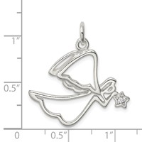 Sterling Silver CZ Angel Pendant view 3