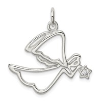 Sterling Silver CZ Angel Pendant view 1
