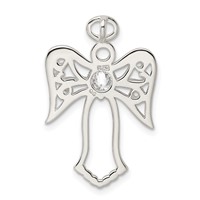 Sterling Silver CZ Angel Pendant view 4