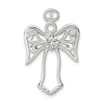 Sterling Silver CZ Angel Pendant view 1