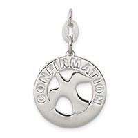 Sterling Silver Polished Confirmation Dove Charm view 1