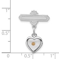 Sterling Silver Platinum-plated Polished Heart with Epoxy Mustard Seed Pin view 3