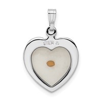 Sterling Silver Platinum-plated Large Heart Pendant with Mustard Seed view 3