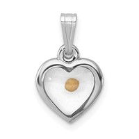 Sterling Silver Platinum-plated Small Heart Pendant with Mustard Seed view 1