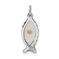 Sterling Silver Platinum-plated Epoxy Ichthus Pendant with Mustard Seed view 3