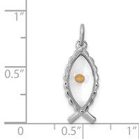 Sterling Silver Platinum-plated Epoxy Ichthus Pendant with Mustard Seed view 4
