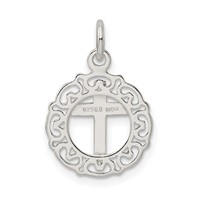 Sterling Silver Circle & Cross Pendant view 4