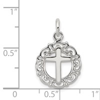 Sterling Silver Circle & Cross Pendant view 3