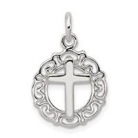 Sterling Silver Circle & Cross Pendant view 1