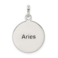 Sterling Silver Polished Antique Finish Aries Horoscope Zodiac Pendant view 4