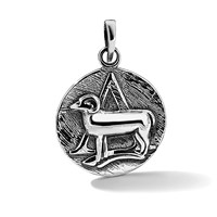 Sterling Silver Polished Antique Finish Aries Horoscope Zodiac Pendant view 5