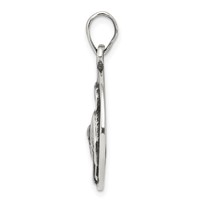 Sterling Silver Polished Antique Finish Taurus Horoscope Zodiac Pendant view 2