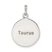 Sterling Silver Polished Antique Finish Taurus Horoscope Zodiac Pendant view 4