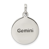 Sterling Silver Polished Antique Finish Gemini Horoscope Zodiac Pendant view 4