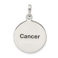 Sterling Silver Polished Antique Finish Cancer Horoscope Zodiac Pendant view 4