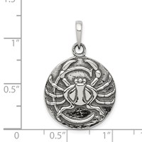 Sterling Silver Polished Antique Finish Cancer Horoscope Zodiac Pendant view 3