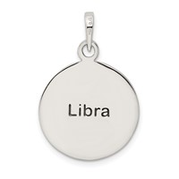 Sterling Silver Polished Antique Finish Libra Horoscope Zodiac Pendant view 4
