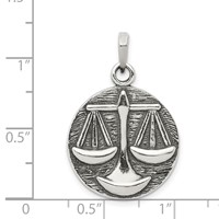 Sterling Silver Polished Antique Finish Libra Horoscope Zodiac Pendant view 3