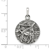 Sterling Silver Polished Antique Finish Sagittarius Horoscope Zodiac Pendan view 3