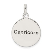 Sterling Silver Polished Antique Finish Capricorn Horoscope Zodiac Pendant view 4