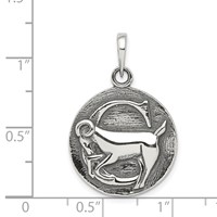 Sterling Silver Polished Antique Finish Capricorn Horoscope Zodiac Pendant view 3