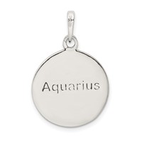 Sterling Silver Polished Antique Finish Aquarius Horoscope Zodiac Pendant view 4