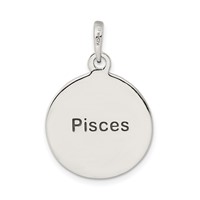 Sterling Silver Polished Antique Finish Pisces Horoscope Zodiac Pendant view 4