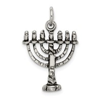 Sterling Silver Antiqued Menorah Charm view 4