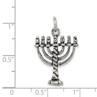 Sterling Silver Antiqued Menorah Charm view 3