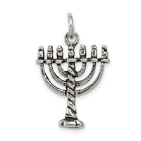Sterling Silver Antiqued Menorah Charm view 1