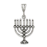 Sterling Silver Antiqued Menorah Charm view 4