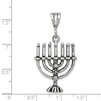 Sterling Silver Antiqued Menorah Charm view 3