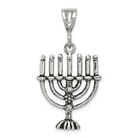 Sterling Silver Antiqued Menorah Charm view 1