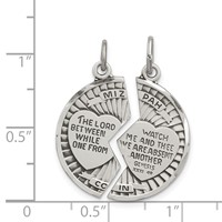 Sterling Silver Satin Antiqued 2-Piece Mizpah Pendant view 3