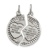 Sterling Silver Satin Antiqued 2-Piece Mizpah Pendant view 1