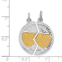 Sterling Silver Platinum-plated & Gold-plated Polished Mizpah 2-piece Penda view 3