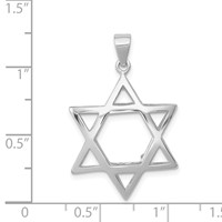 Sterling Silver Rhodium-plated Puffed Star of David Pendant view 3