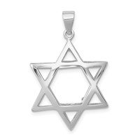 Sterling Silver Rhodium-plated Puffed Star of David Pendant view 1