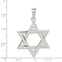 Sterling Silver Polished Star of David Pendant view 3