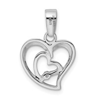 Sterling Silver Rhodium-plated CZ Open Double Heart Pendant view 3