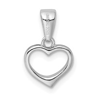 Sterling Silver Rhodium-plated Open Heart Pendant view 3