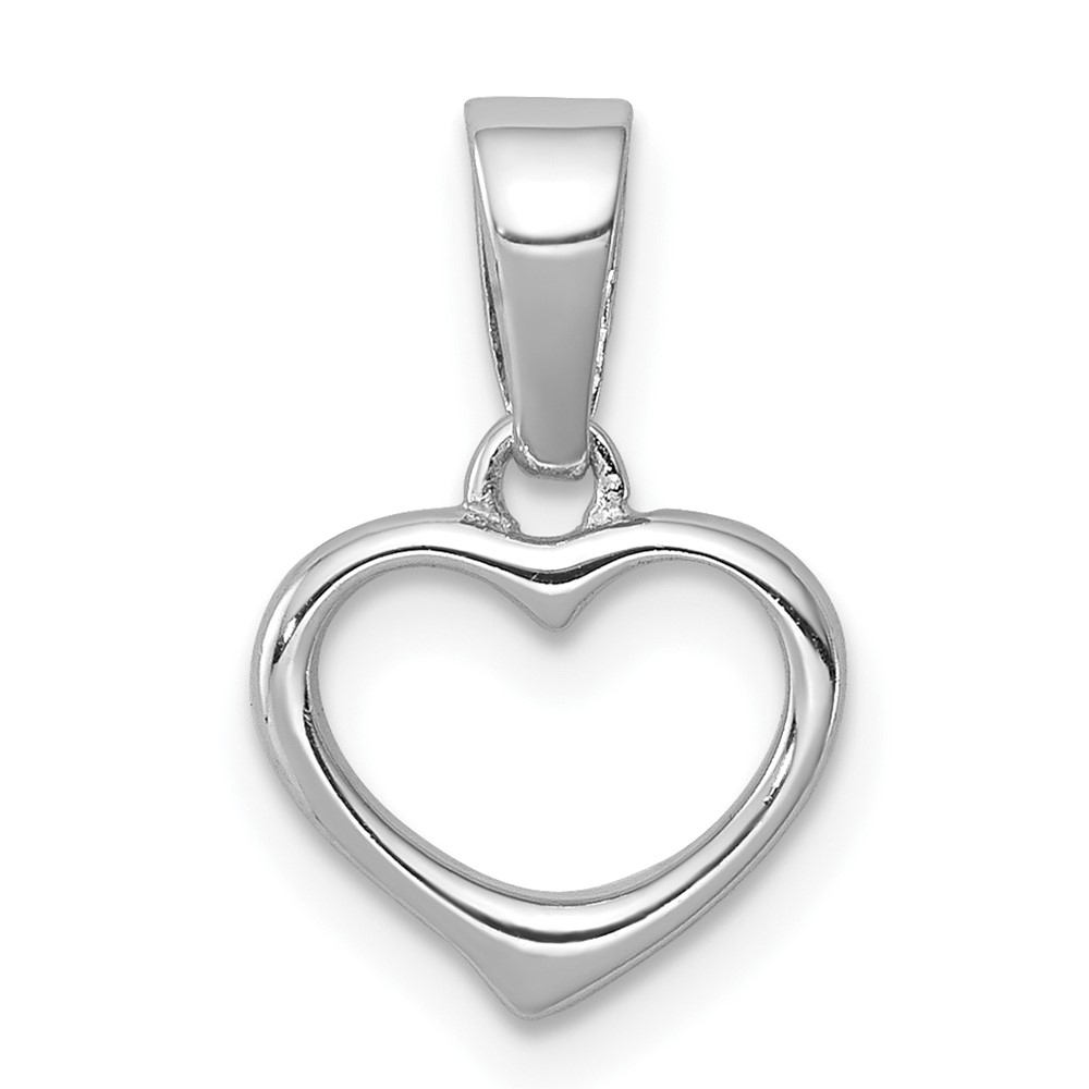 Sterling Silver Rhodium-plated Open Heart Pendant