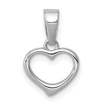 Sterling Silver Rhodium-plated Open Heart Pendant view 1