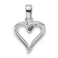 Sterling Silver Rhodium-plated CZ Heart Pendant view 3