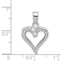 Sterling Silver Rhodium-plated CZ Heart Pendant view 4